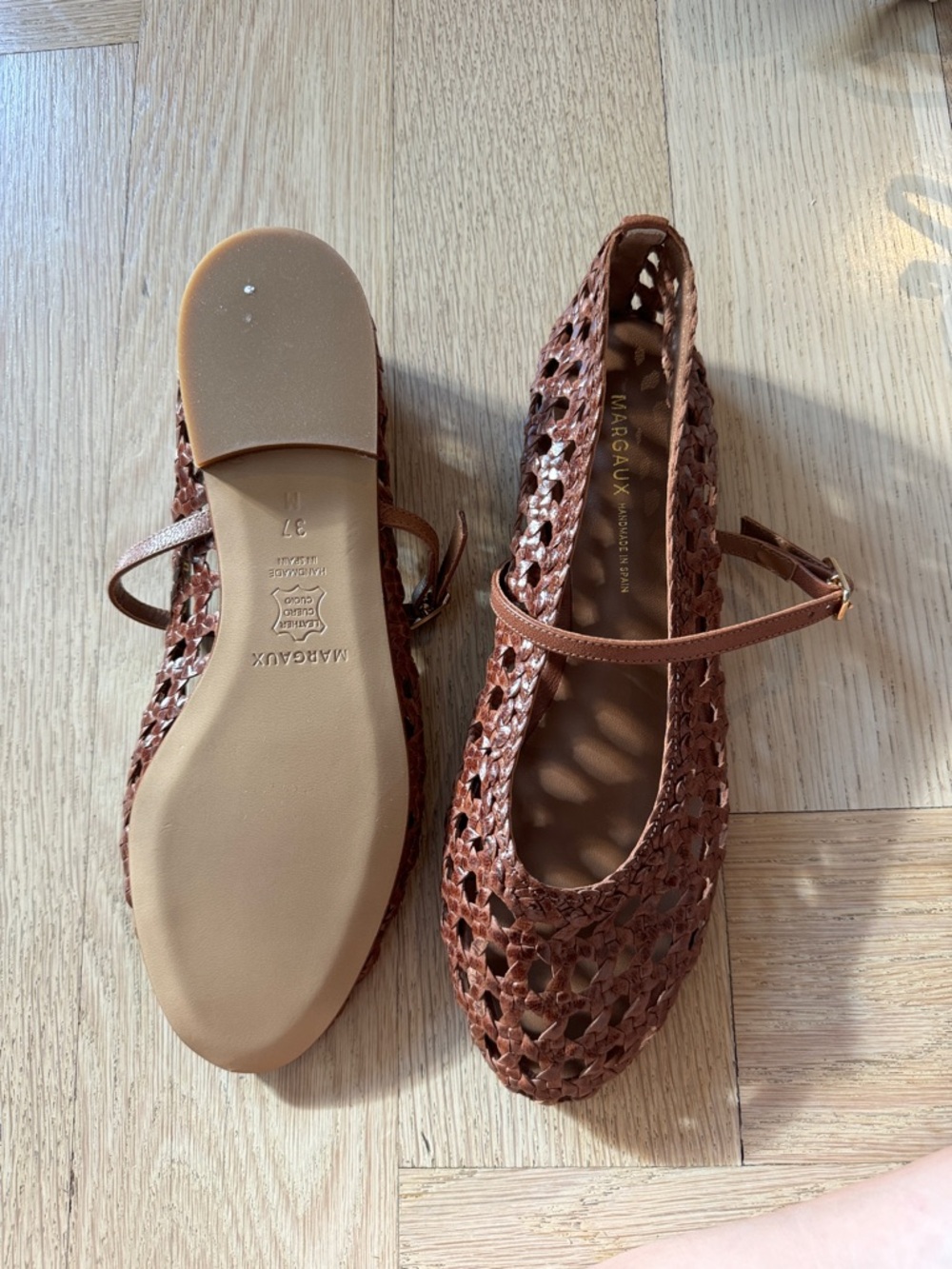 Margaux Cognac Woven Mary Jane Flats